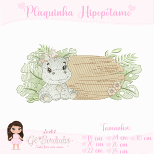 Plaquinha Hipopótamo-Menina