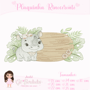 Plaquinha Rinoceronte-Menina