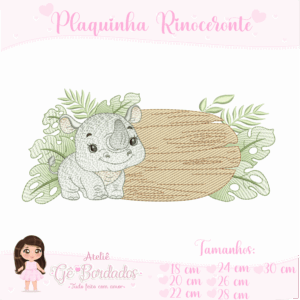 Plaquinha Rinoceronte-Menina