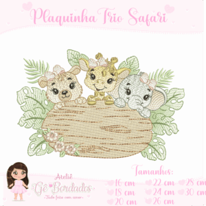 Plaquinha Trio Safari-Menina